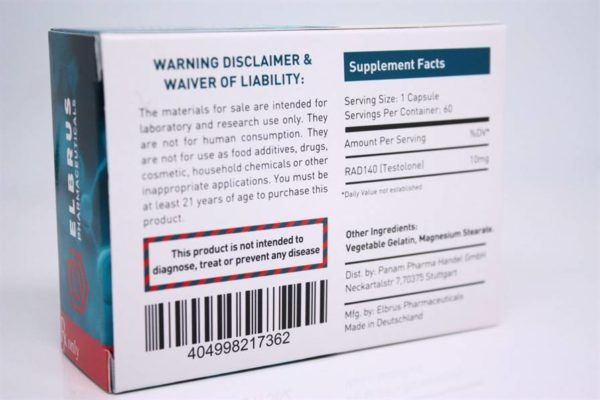 Testolone (RAD 140) (Elbrus Pharma) (60 Kapseln x 10mg) (Sarms) – Bild 3